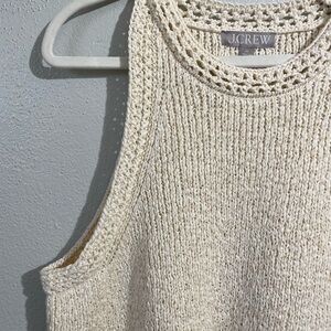 J Crew Ivory Open Knit Sweater Tank Cotton Blend Sleeveless Pullover 2X Textured